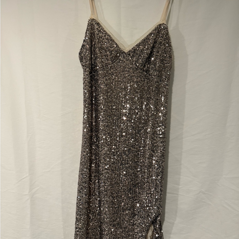 Wild Fable Silver Sequin Backless Dress